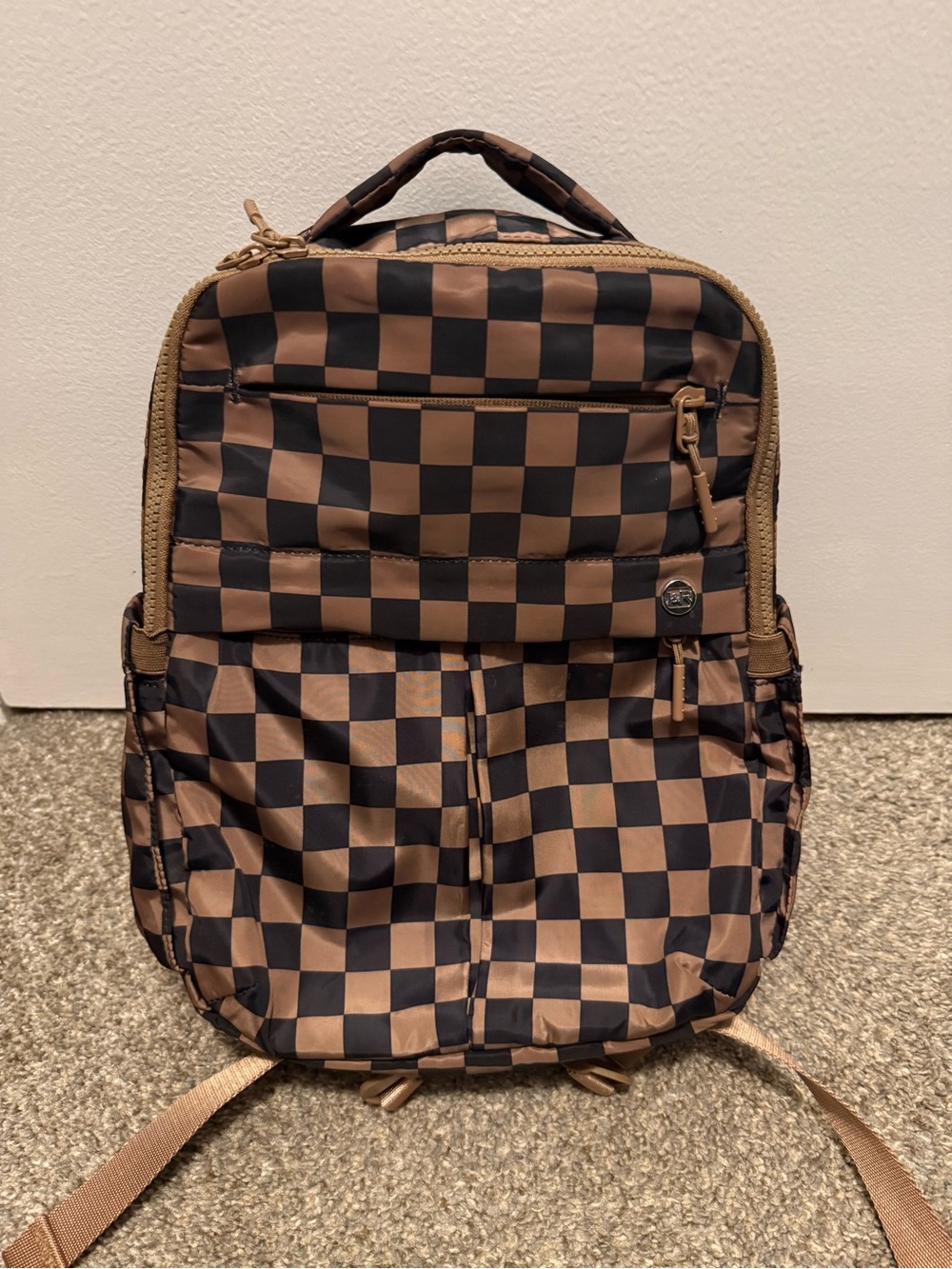 Brown Checkered Iris & Rainbow Mini Backpack